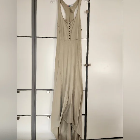 NWT.Free People Stylish Tan Maxi Dress Hi And Lo.sizeL - Picture 4 of 7